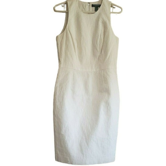 Lauren Ralph Lauren Dresses & Skirts - Lauren Ralph Lauren White Sheath Dress Chic Career Classic Modern Womens Size 8